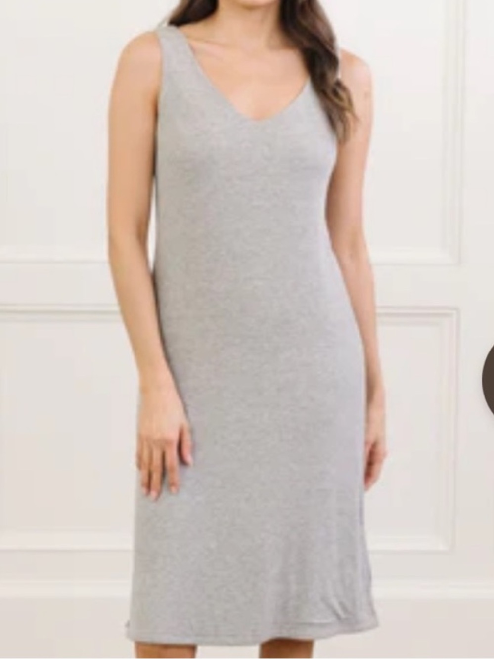 Cozy Earth Bamboo Rib-knit V-neck Tank Lounge Dress XL